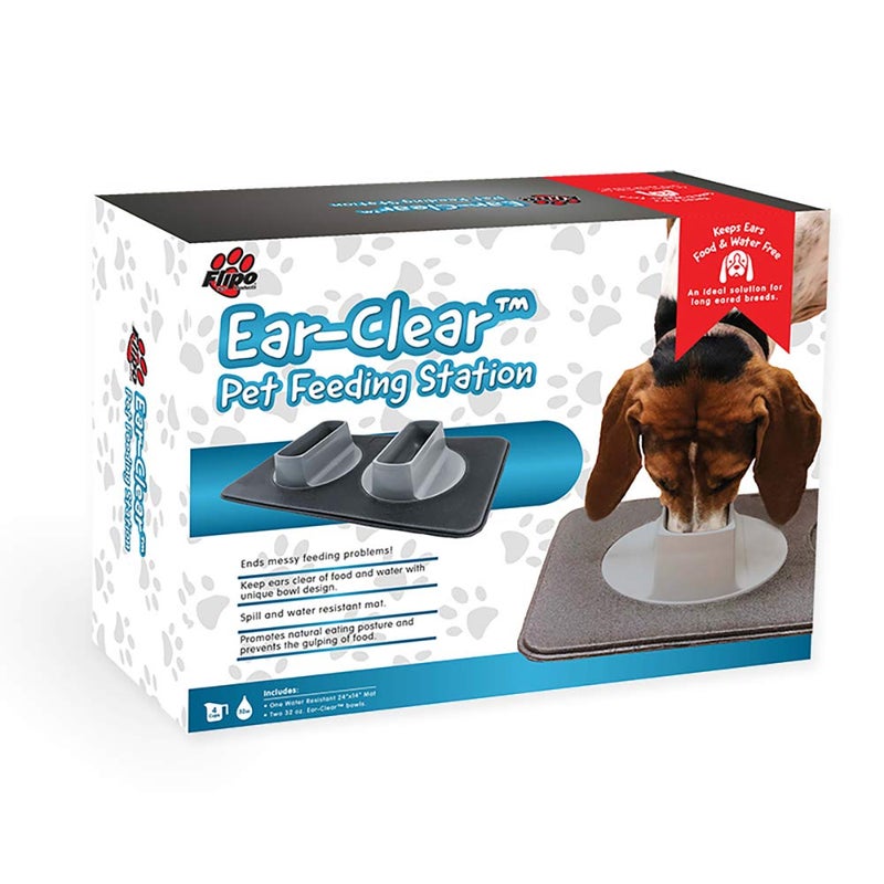 Flipo Ear Clear Dog Bowl and Mat Set, No Spill Food and Water Bowls with Mat, Perfect Feeding Tray Set for Long Eared Dog or Breeds, No Mess Dog Bowl 36 oz Feeder Bowl Set, Hounds, Cocker Spaniels, Setters - Image 5